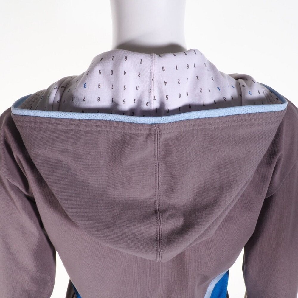 Nike Fit Dry Hoodie Women Medium Pullover Gray Blue Full Zip Numbers in Hood - Picture 5 of 10